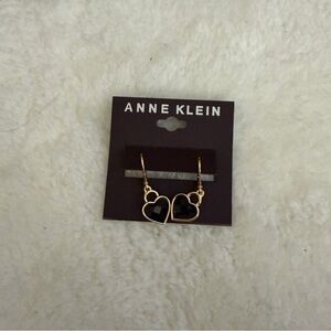 Anne Klein Gold and Black Double Heart Earrings